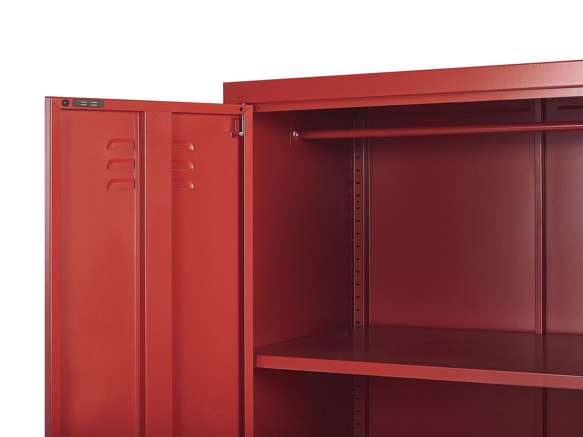 GARDEROBENSCHRANK Stahl rot matt 4 Fächer Varna - Rot, Metall (76/171/50cm) - Beliani