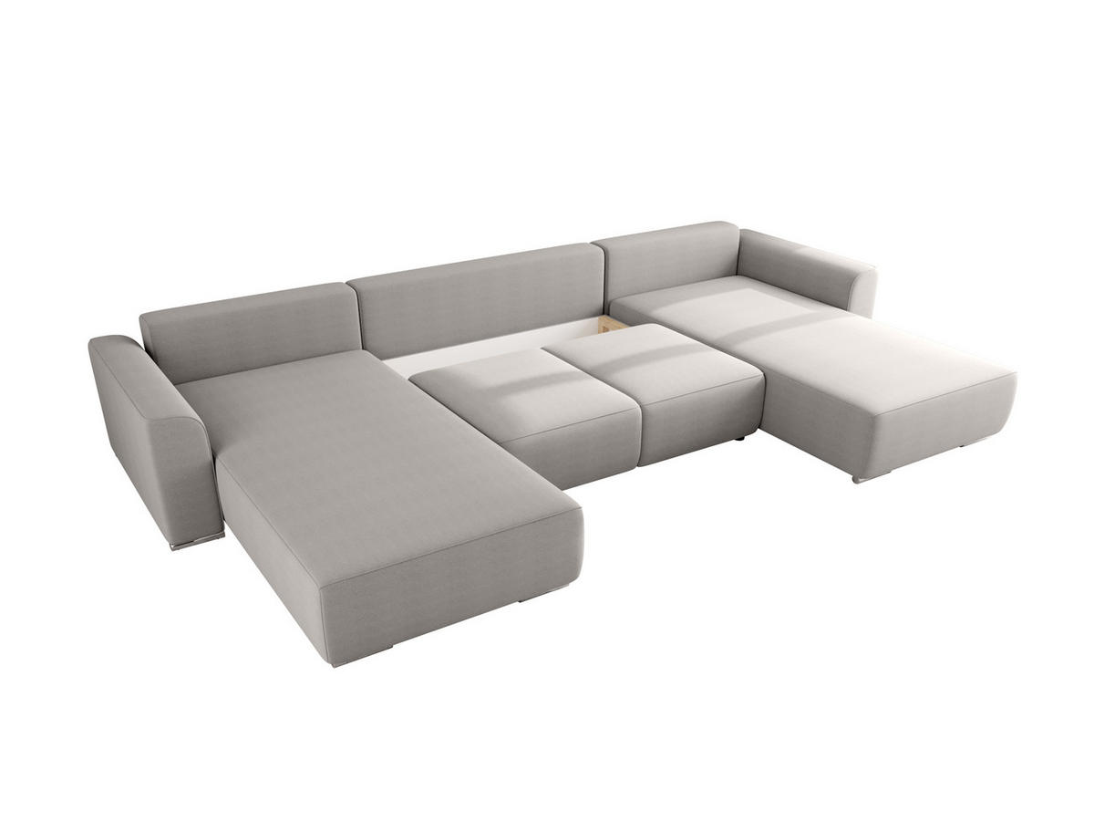 WOHNLANDSCHAFT GUSTO U Como19 mit Schlaffunktion - Hellgrau, Textil (368/85/193cm) - Bedante