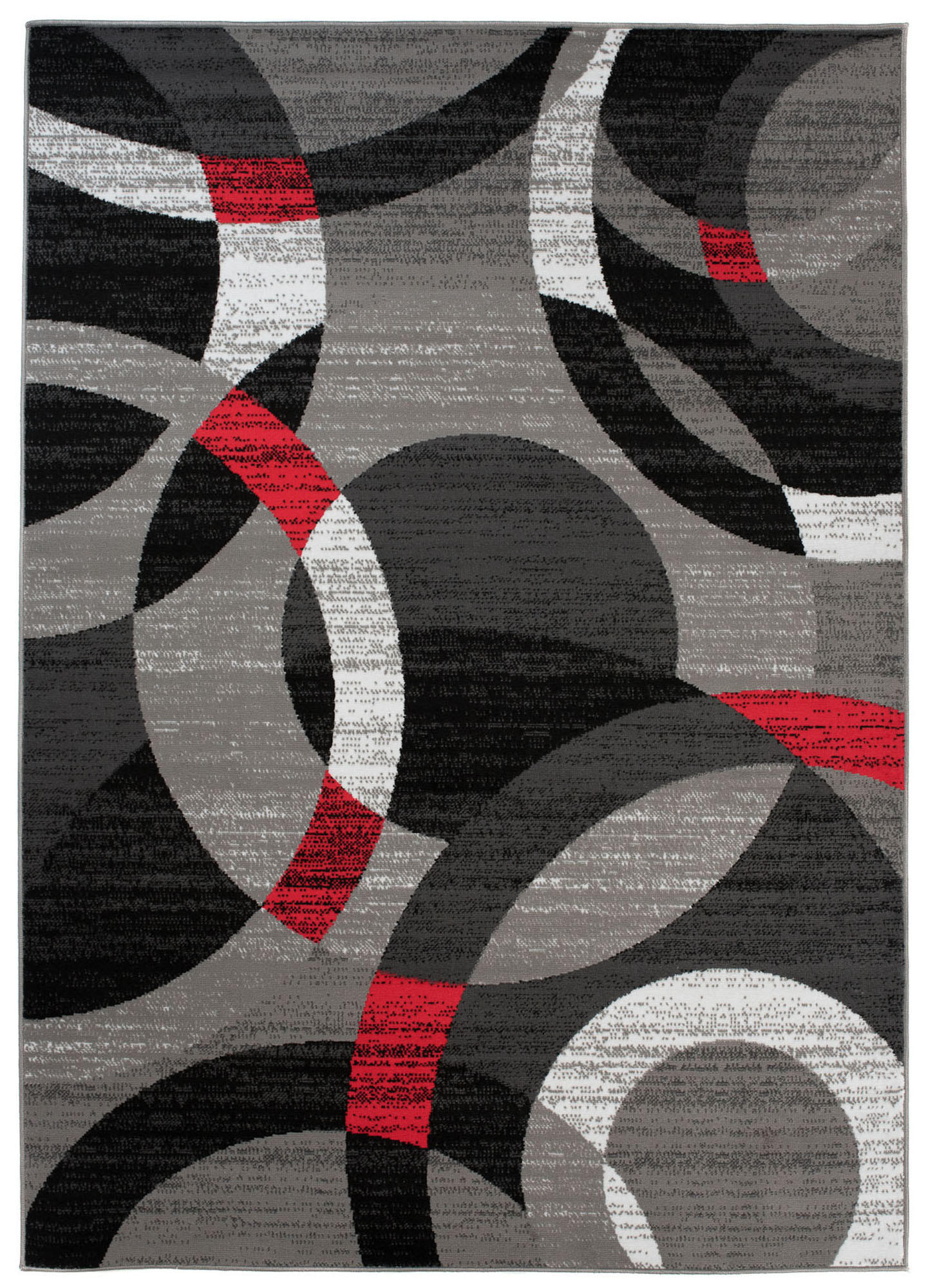 TEPPICH MAYA Rot Kreise Streifen Meliert 200/250 cm - Rot, Textil (200/250cm) - Tapiso