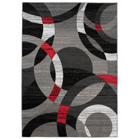 TEPPICH MAYA Rot Kreise Streifen Meliert 200/250 cm - Rot, Textil (200/250cm) - Tapiso