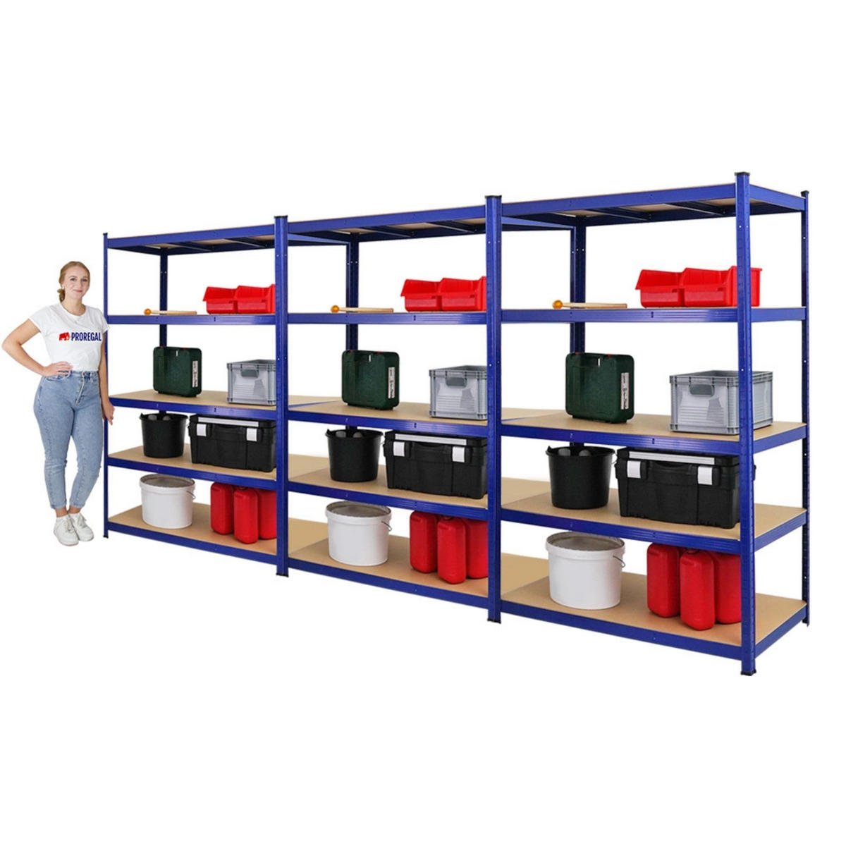SCHWERLASTREGAL Taurus 3er-Set mit 3x 180x120x60 cm Fachlast 175 kg Blau - Blau, Metall (360/180/60cm) - PROREGAL