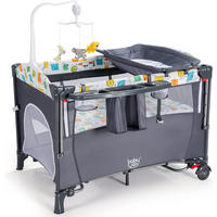 BABYBETT 5 in 1 Babyreisebett Grau - Grau, Textil - COSTWAY