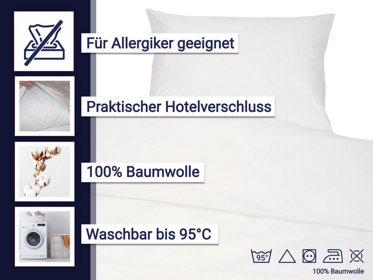 BETTWÄSCHE, 80x80+140x200 cm, 100% Baumwolle, Weiß - Weiß, Textil (140/200cm) - Zollner