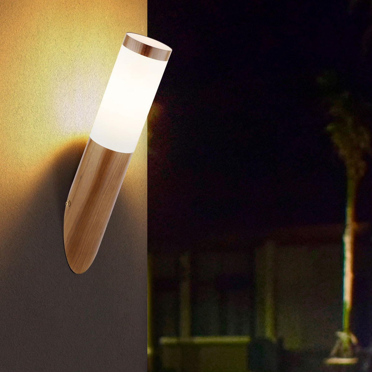 WANDLEUCHTE Edelstahl Braun Holzoptik - Braun, Metall (7.6/39/7.6cm)