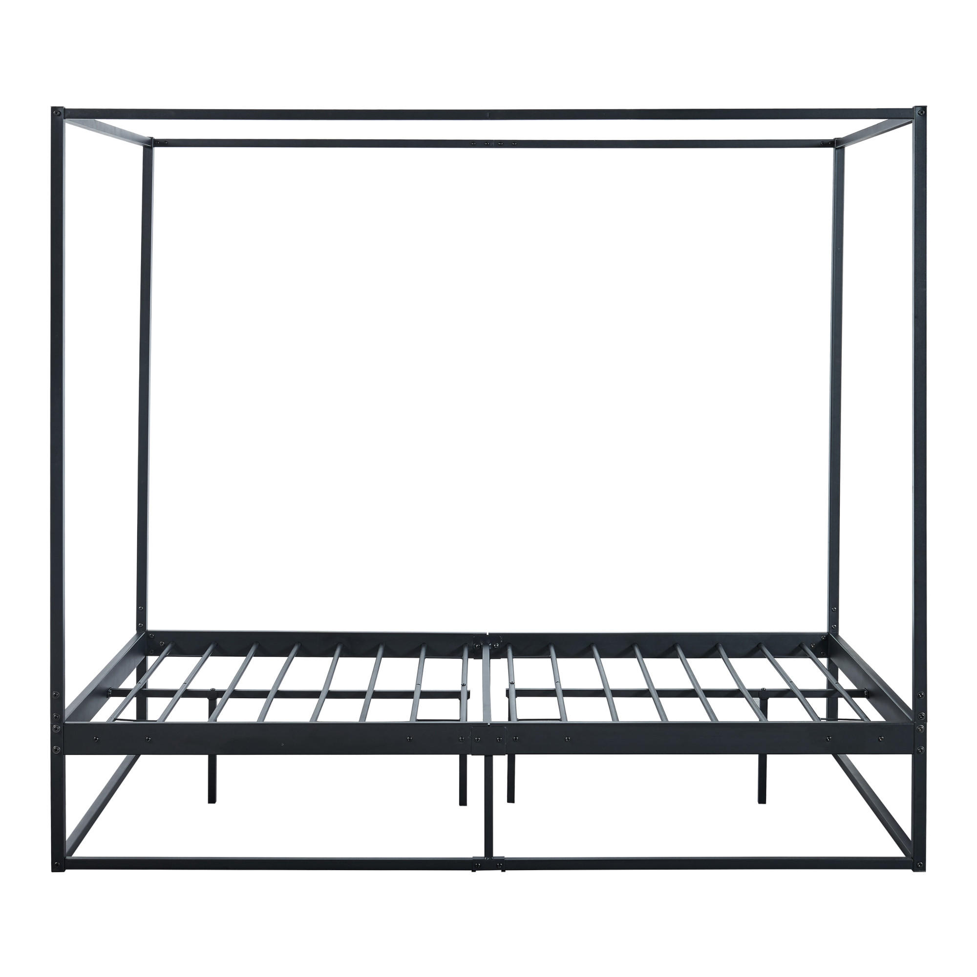 HIMMELBETT Kristianstad mit Matratze - Schwarz, Textil/Metall (120/200cm) - [en.casa]