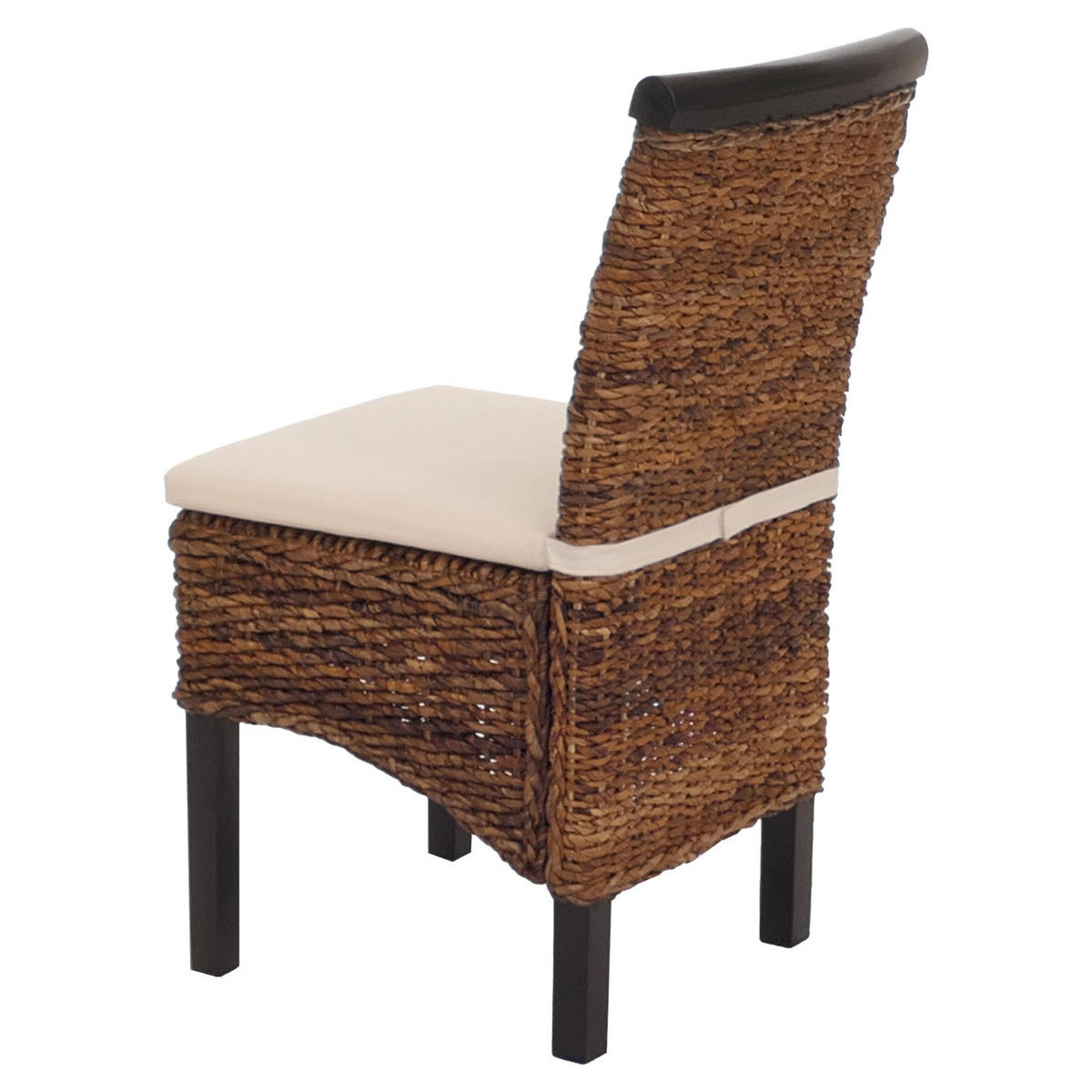 ESSZIMMERSTUHL 2er-Set Korbstuhl Stuhl Bananengeflecht 93x47x43cm Sitzhöhe 47cm dunkel mit Kissen - Dunkelbraun, Kunststoff (47/93/43cm) - CHEFGASTRO