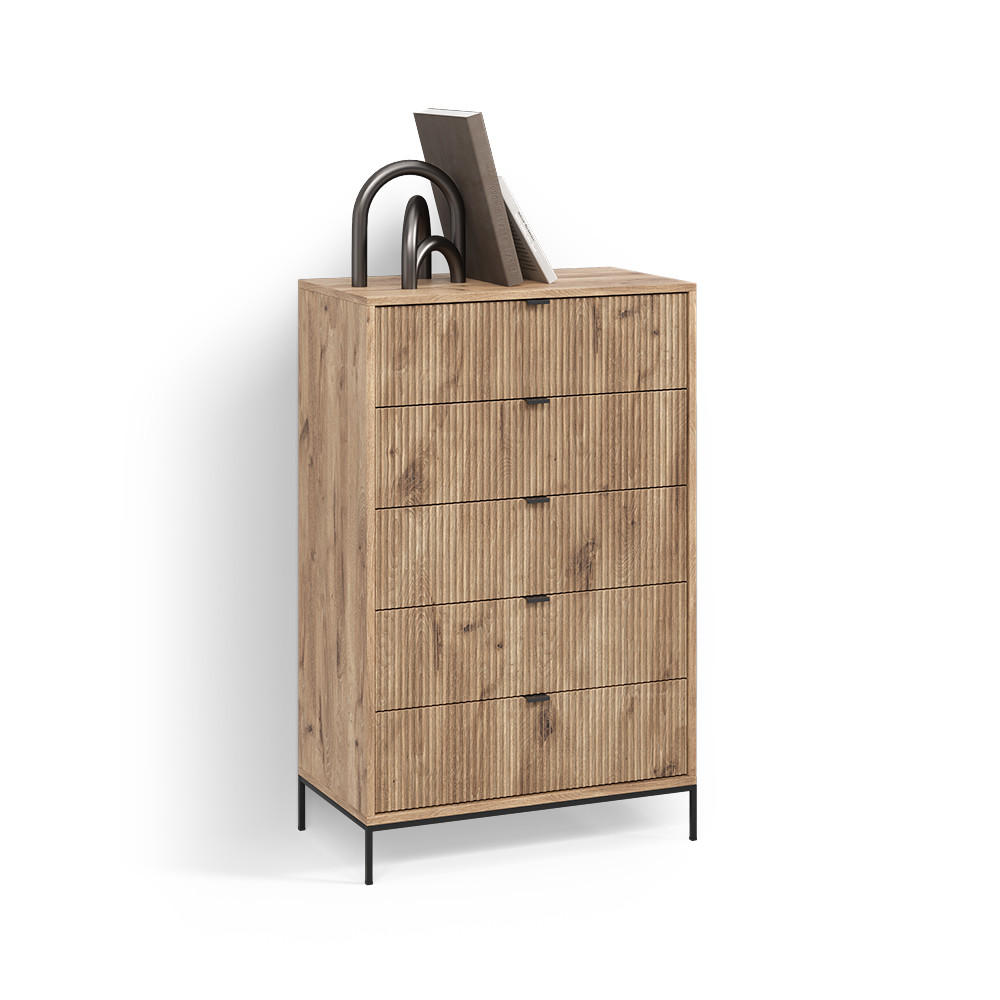 Livinity® KOMODA Aterno Dub Viking 76 x 120 cm s 5 zásuvkami