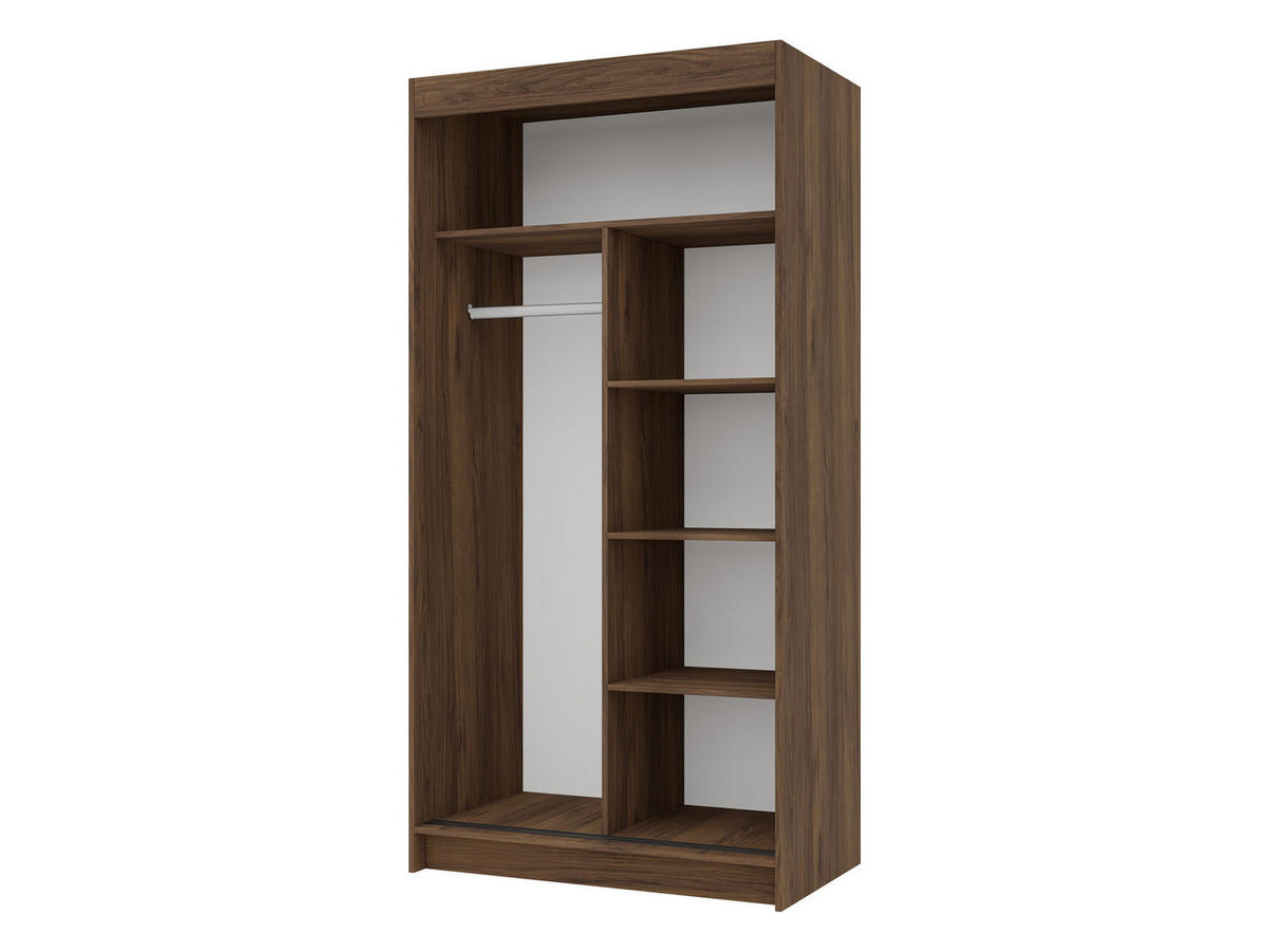 SCHIEBETÜRENSCHRANK Infinity III 100 - Nussbaumfarben/Schwarz, Holzwerkstoff/Kunststoff (100/200/58cm) - MIRJAN24