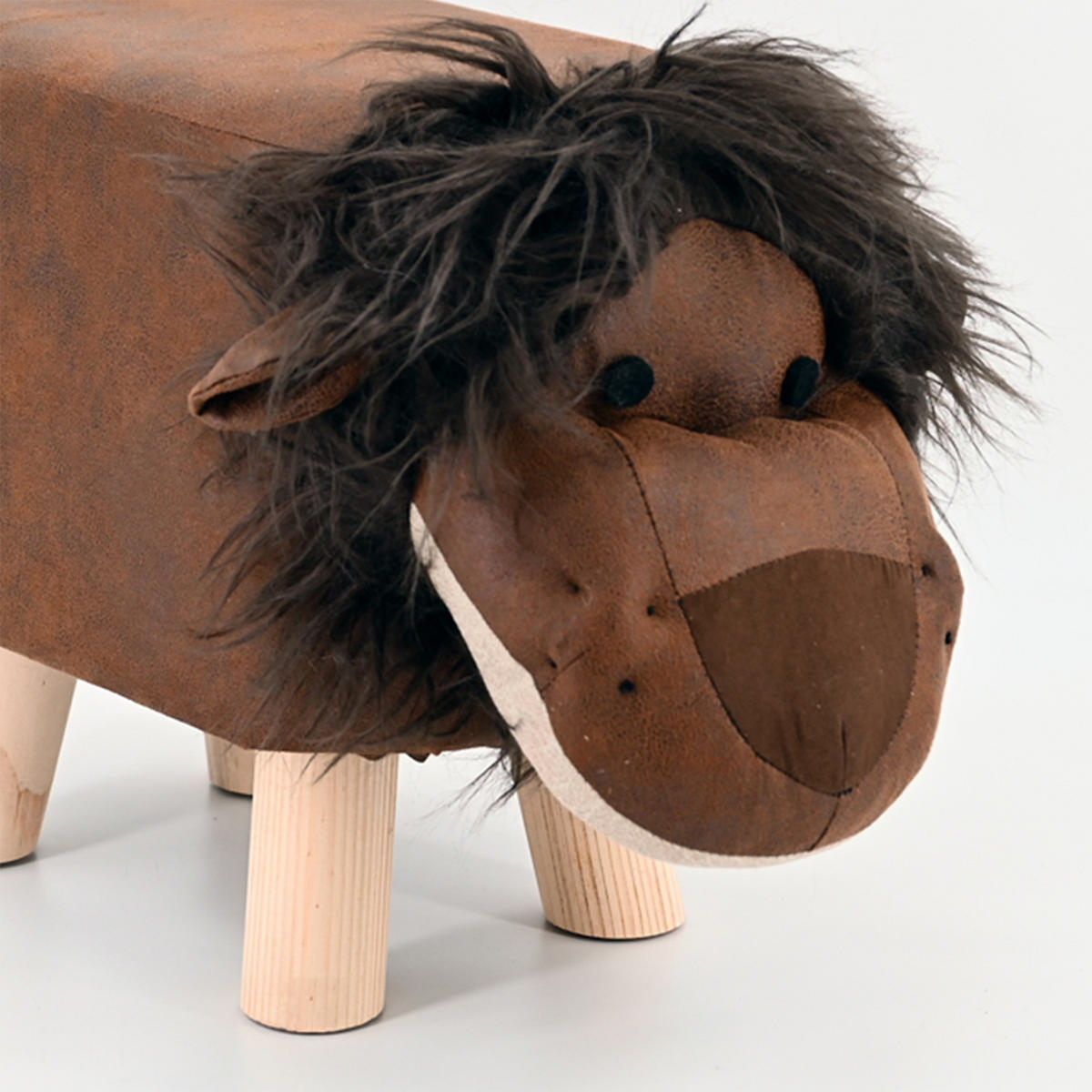 TIERHOCKER Stoff Holzbeine Deko Hocker Kinderhocker Kinder Löwe - Braun, Holz/Textil (21/29/41cm) - dasmöbelwerk