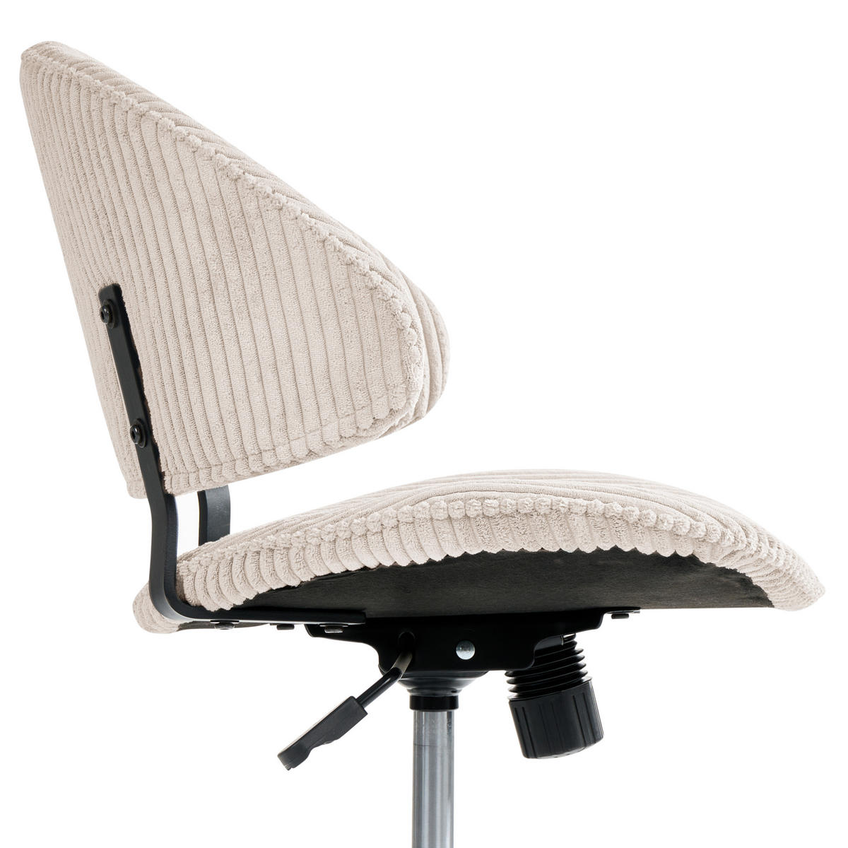 BÜROSTUHL Cord Cremeweiß Kiana - Weiß, Textil (55/74/55cm) - Beliani