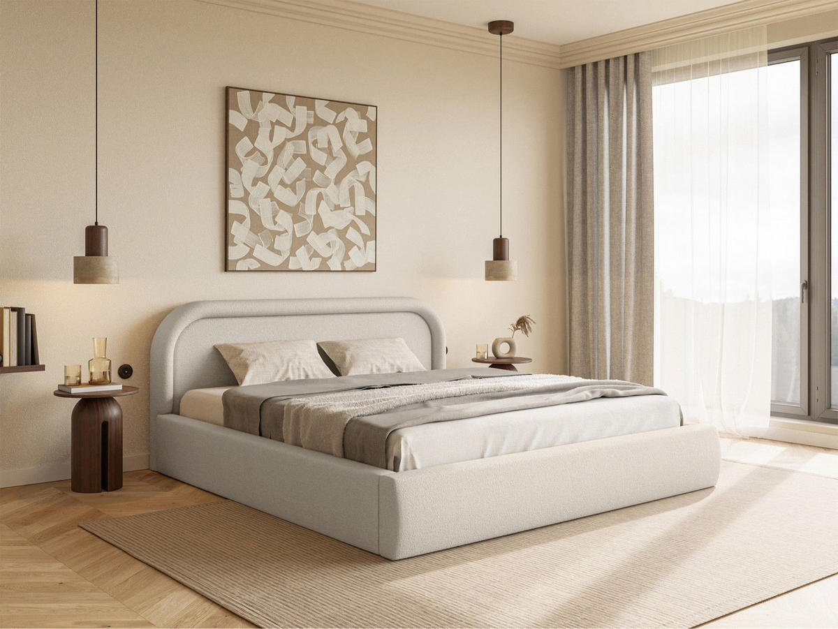 POLSTERBETT Ruvi Greige 180x200 cm - Taupe/Schwarz, Holz/Textil (180/200cm) - Selsey