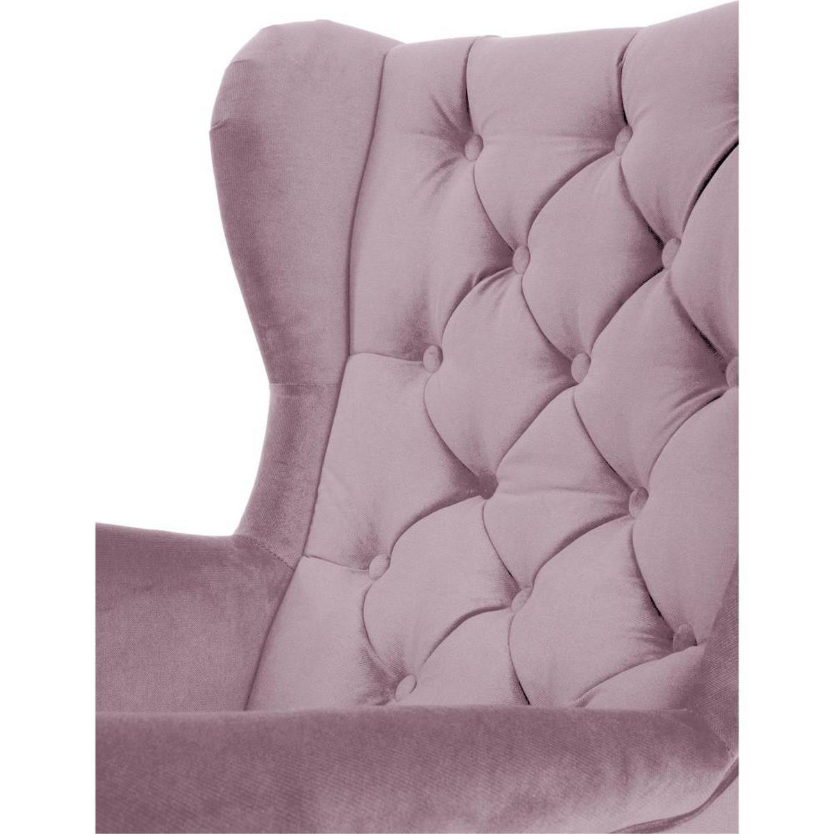 CHESTERFIELD-SESSEL Falco rosa mit Holzbeinen - Wengefarben/Rosa, Holz/Textil (82/102/92cm) - Beautysofa