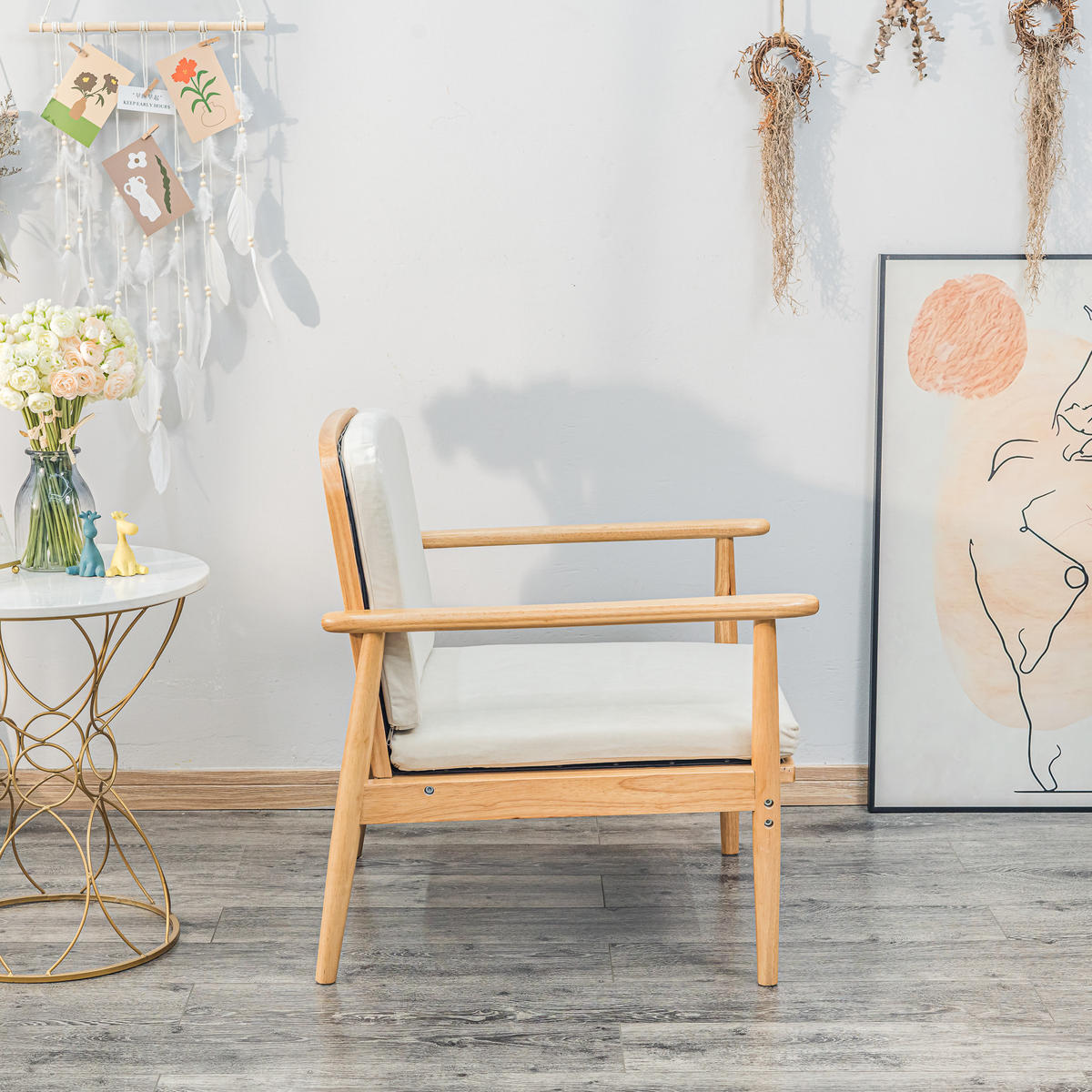 SESSEL Holz Beige - Beige, Holz (70.5/79.5/73cm) - Nordlys