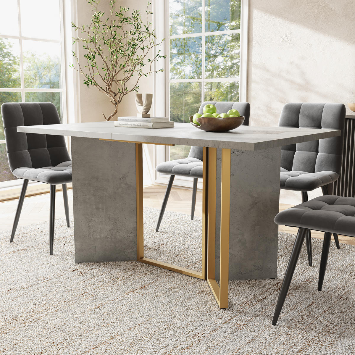 ESSTISCH Grau 119/70/75 cm - Grau, Holzwerkstoff/Metall (119/70/75cm) - Urban Meuble