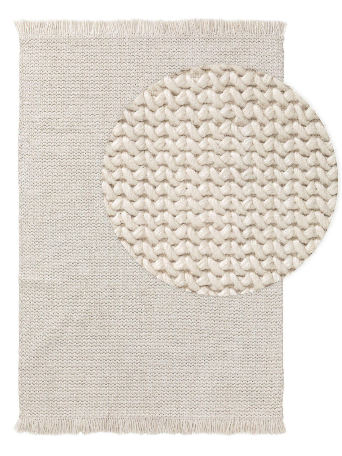 WOLLTEPPICH Velma Ivory 120x170 cm - Creme, Textil (120/170cm) - benuta Pure