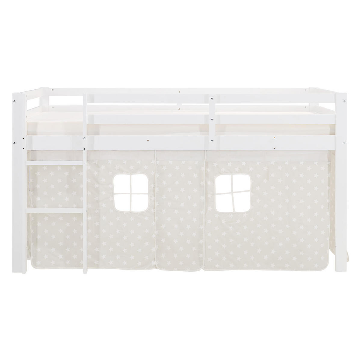 HOCHBETT 90/200 cm mit Lattenrost und Matratze Sterne - Weiß, Holz (90/200cm) - Homestyle4u