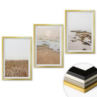 WANDBILDER 3er Set - 40x60 cm Goldrahmen - Strandwellen, Steine, Sommer - Goldfarben, Kunststoff (40/60cm) - ArtPrintCave