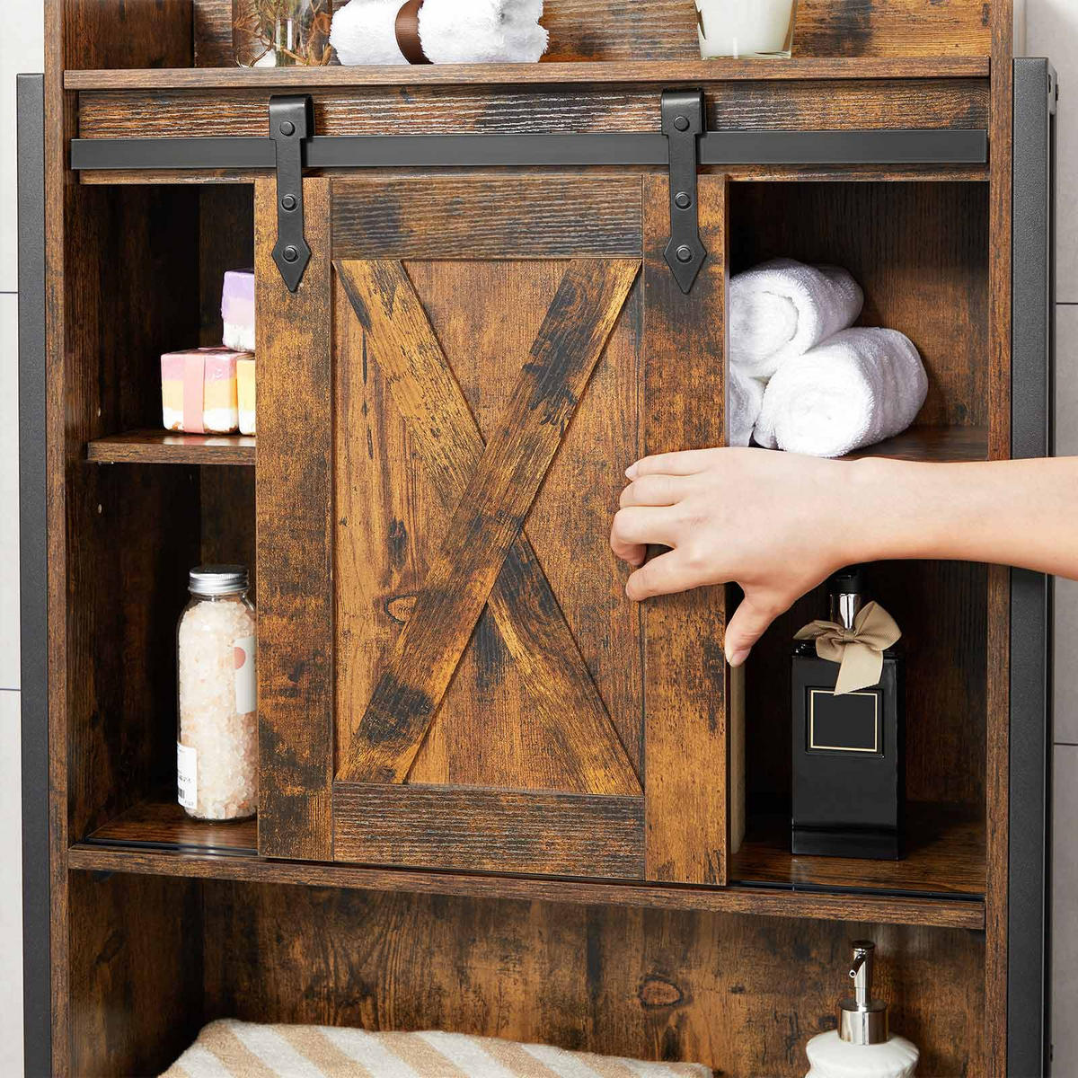 BADEZIMMERREGAL - Braun, Holzwerkstoff (24/171/64cm) - Hansiro