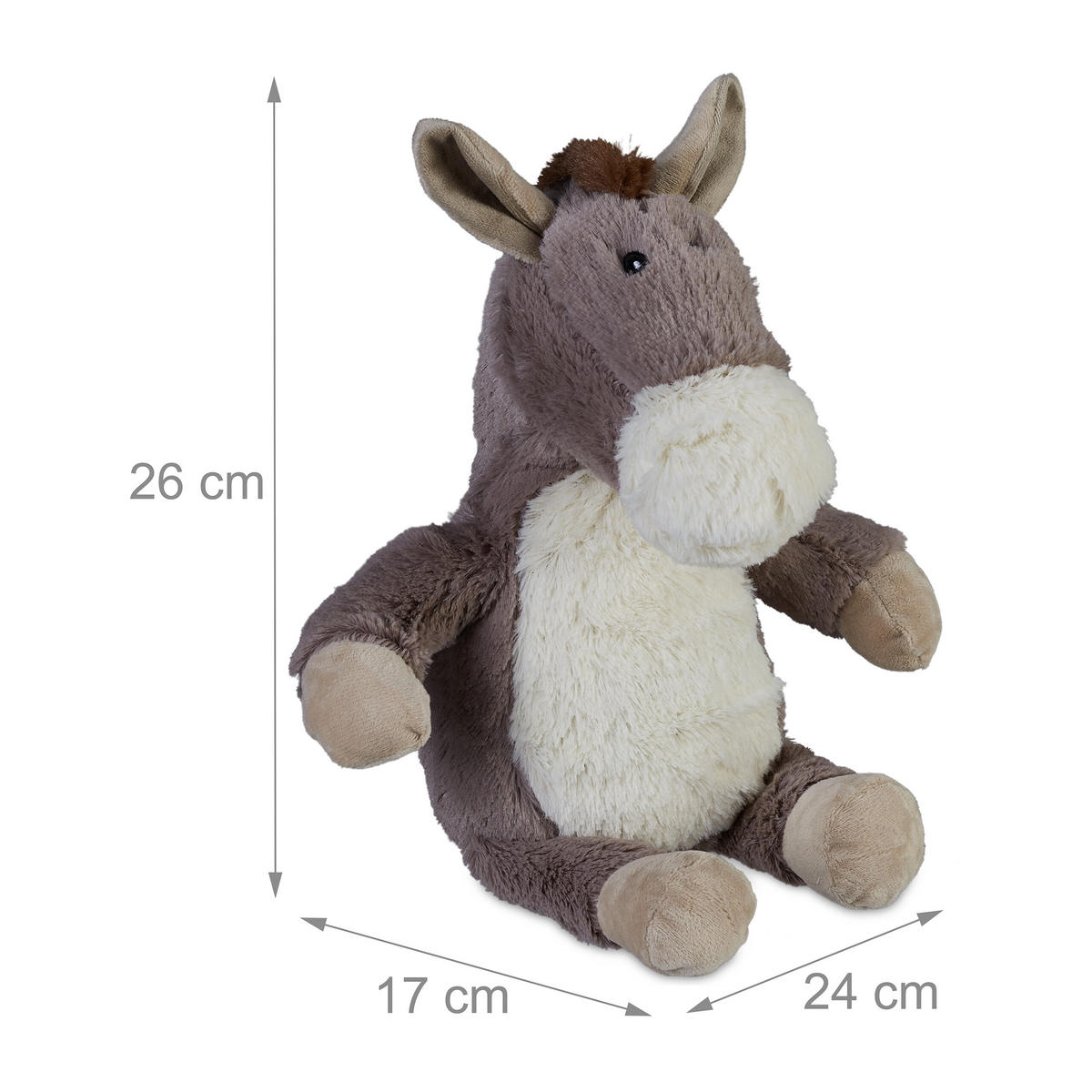 DÖRRSTOPP Grå åsna sandfyllning - Grå, Textil/Naturmaterial (24/17cm) - Relaxdays