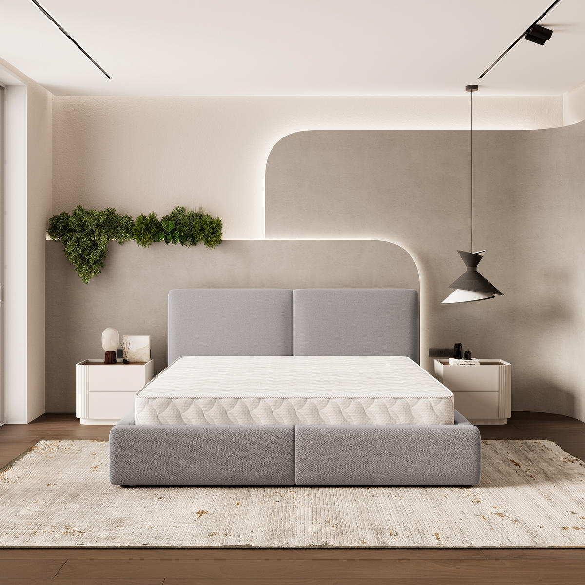 ČALOUNĚNÁ Postel FELURO 180x200 cm Šedá - šedá, kompozitní dřevo/textil (180/200cm) - MASSENO