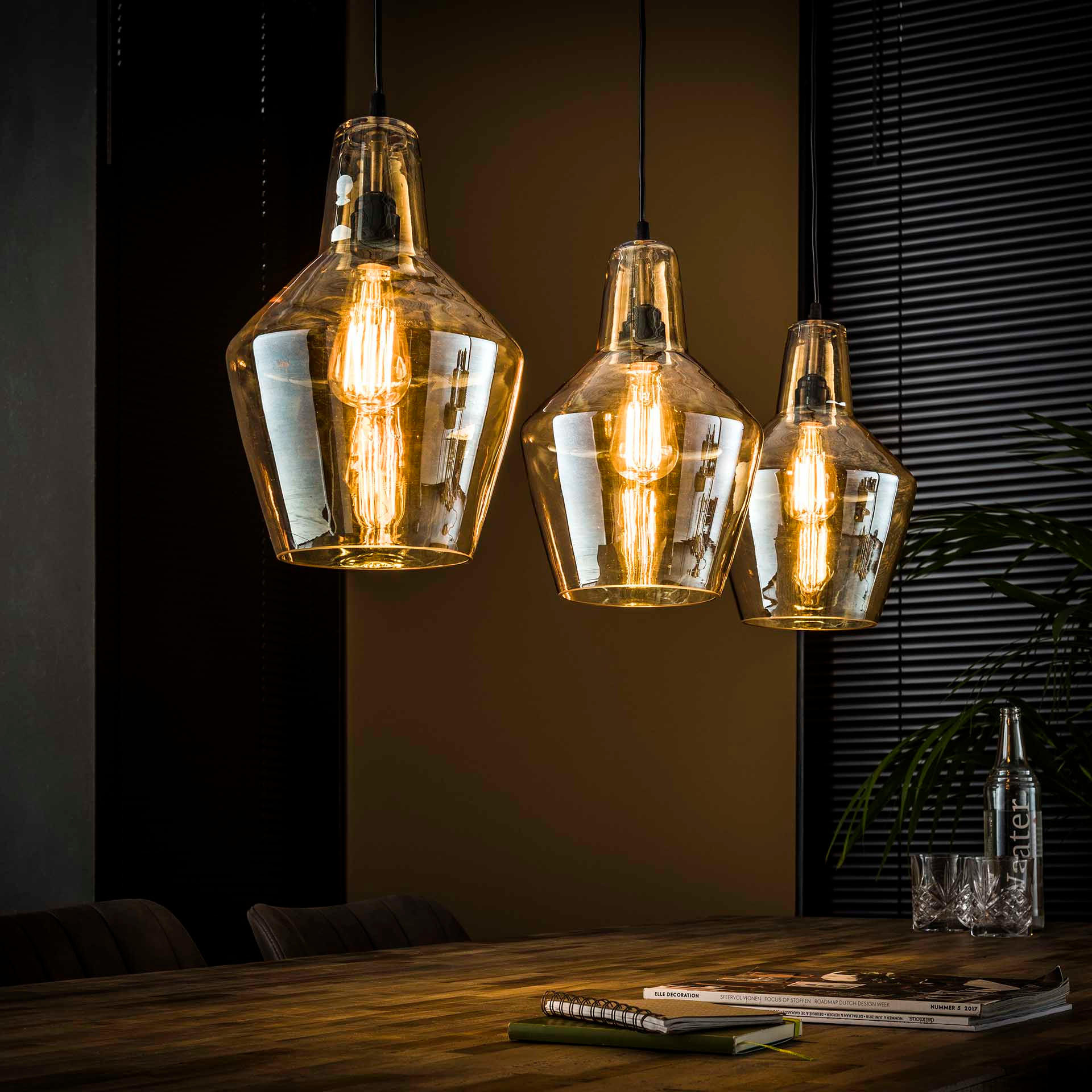 HÄNGELEUCHTE Bernstein Gold 112/25/ 150 cm - Goldfarben, Glas (112/25/150cm) - Hoyz Collection
