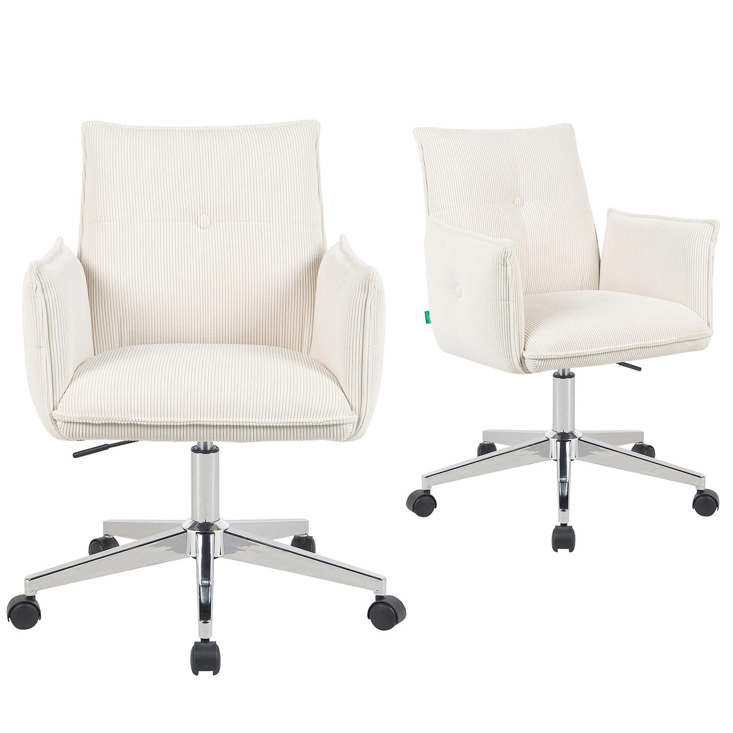 BÜROSTUHL Mika-Cleo - Chromfarben/Creme, Textil/Metall (60/85/63cm) - DUBI Möbel