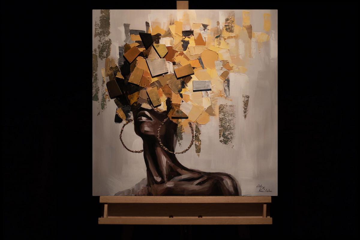 ACRYLBILD HANDGEMALT 60/60 cm - Gelb/Grau, Holz/Textil (60/60cm) - KUNSTLOFT