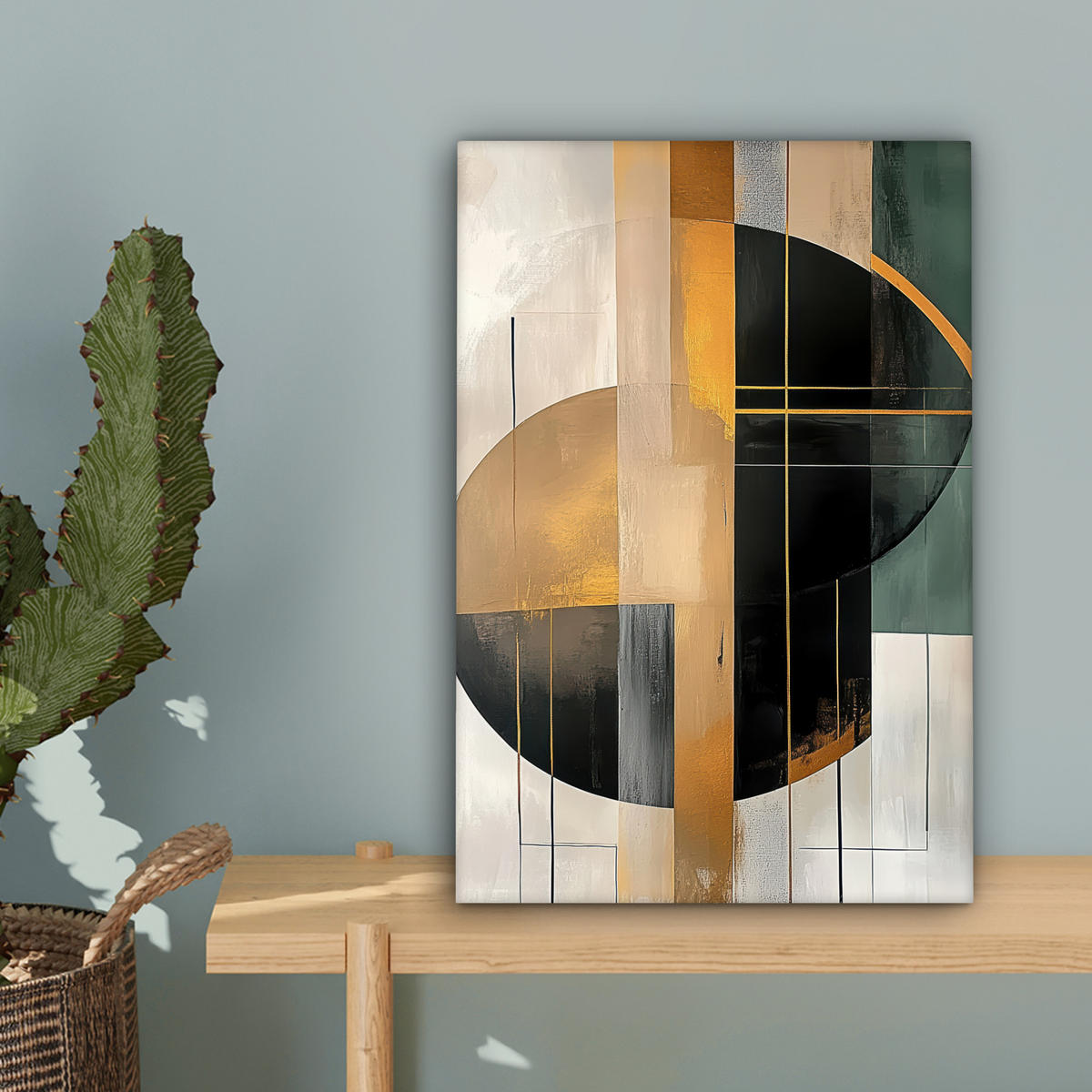 LEINWANDBILD - Abstrakt - Gold - Bronze - Grün - Formen - Modern - 20x30 - Bilder - Multicolor, Textil (20/30cm) - MuchoWow