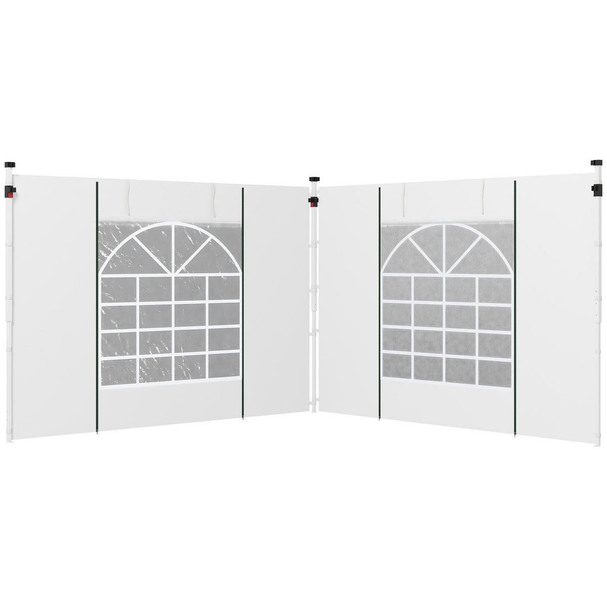 PAVILLON-VORHÄNGE, 2er-Set, für 3x6m oder 3x3m Gartenpavillons, mit Fenstern und Türen, Weiß - Weiß, Textil (295/195/1cm)