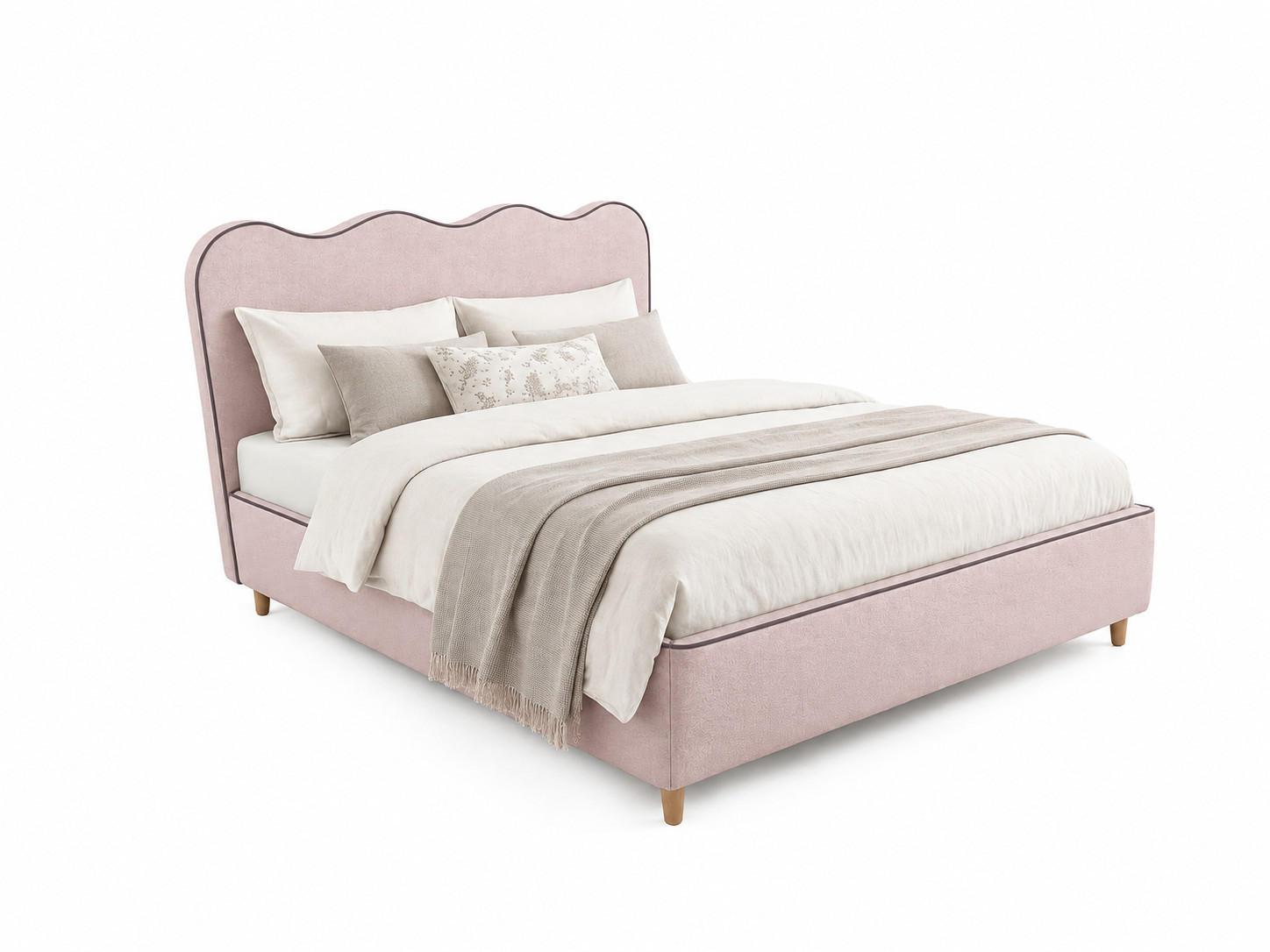 POLSTERBETT COCO 140x200 cm Hellrosa mit Bettkasten Taschenfederkern H4 - Hellrosa, Textil (140/200cm) - KS Home Concept