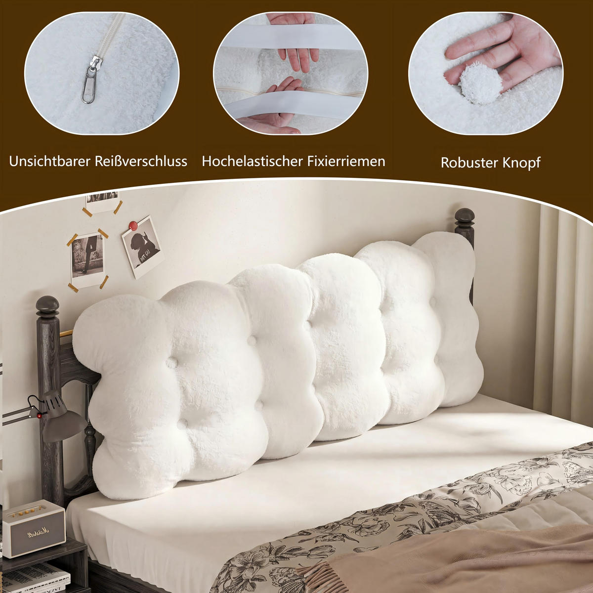 RÜCKENKISSEN für Bett Weiß 140 cm - Weiß, Textil (140/20cm) - Vercart