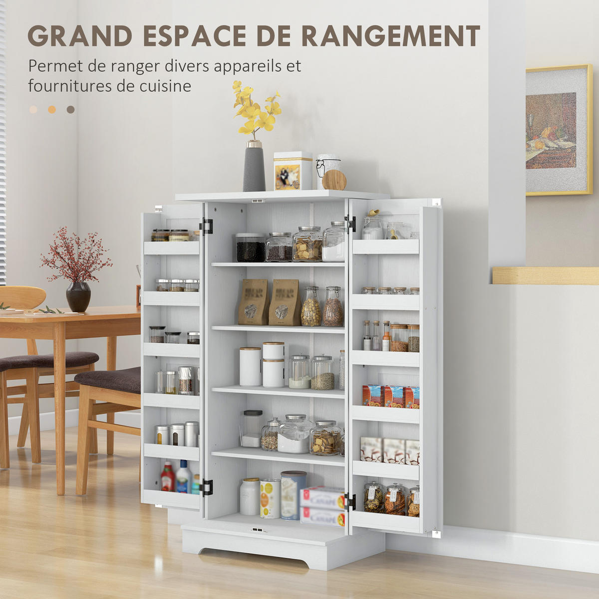 MEHRZWECKSCHRANK DE-11107 5 Ebenen mit verstellbaren Böden & Türregalen Creme - Creme, Holzwerkstoff (40/120/60cm) - ComfortXL