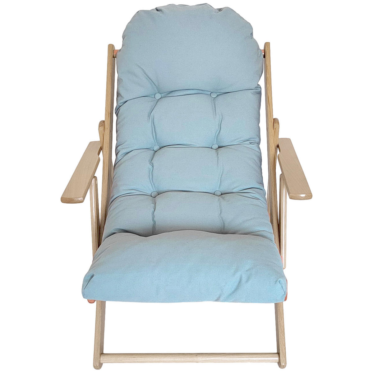 KLAPPSTUHL DE-13206 3-fach verstellbar & dickes Polster - Grau, Holz (89/96/71cm) - ComfortXL