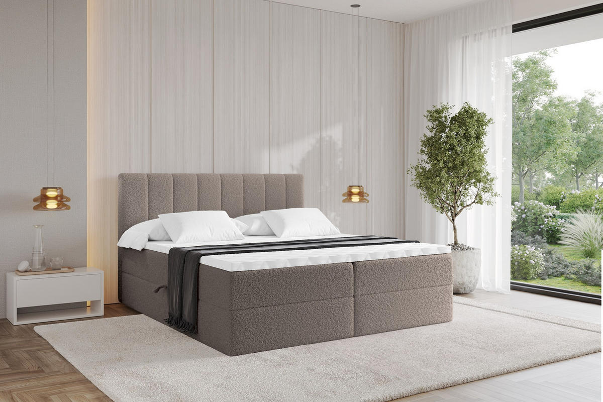 KONTINENTÁLNÍ POSTEL s matrací H3 - OTTA - 120x200 cm Hnědá - hnědá, kompozitní dřevo (120/200cm) - ALTDECOR