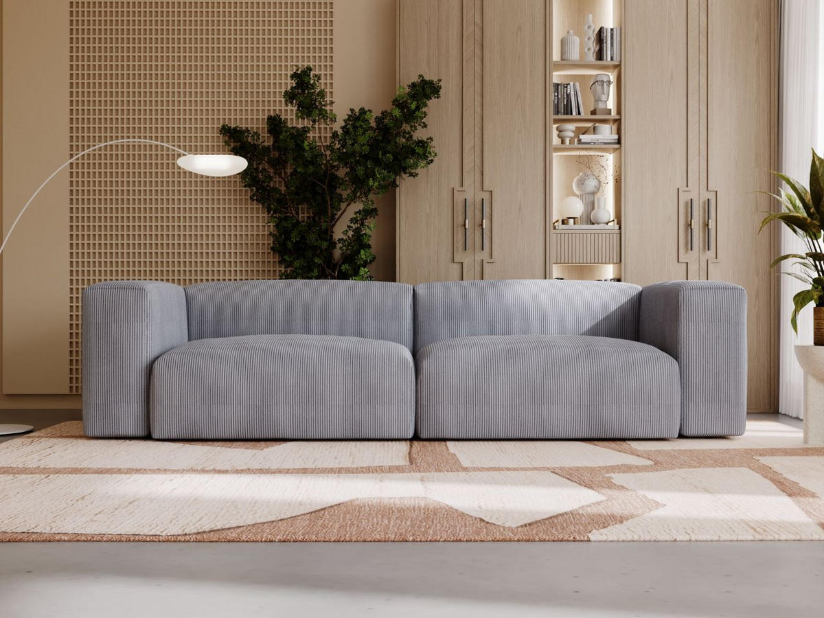 SOFA 240/85/80 Grau Landi - Schwarz/Grau, Kunststoff/Textil (240/85/80cm) - Graingold