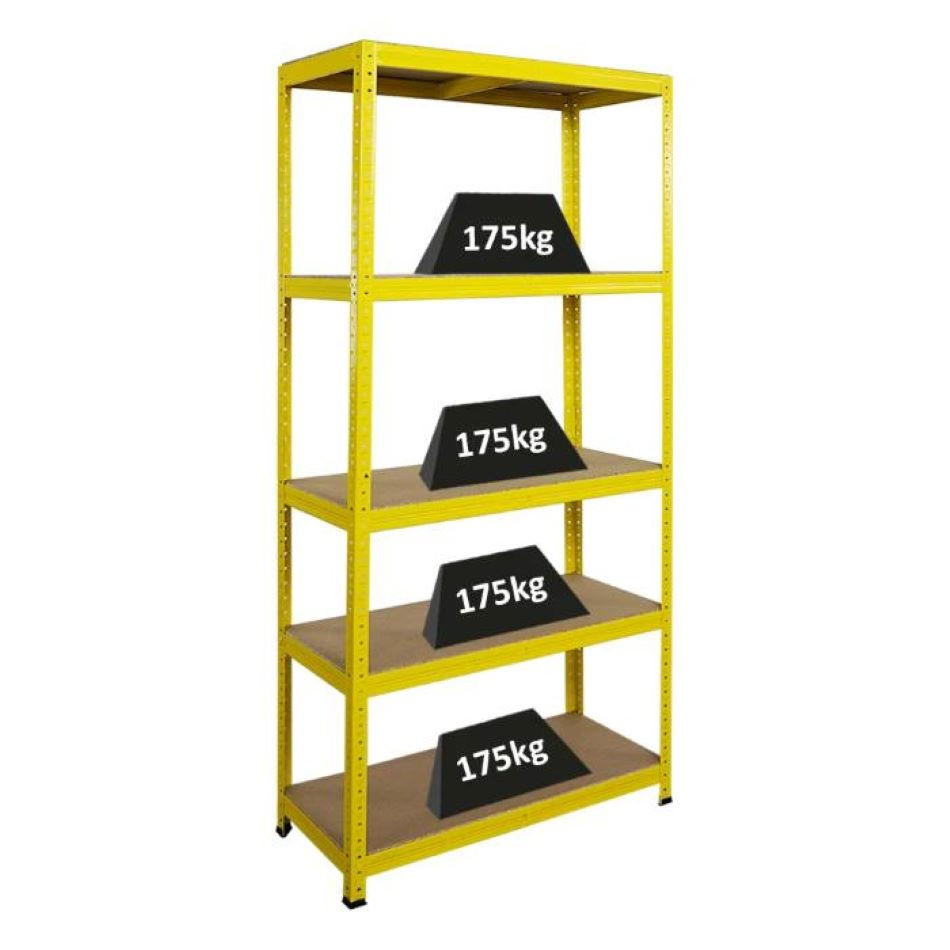 SCHWERLASTREGAL YELLOW BEE, HxBxT 180x90x40cm, Fachlast 175kg, 5 Ebenen, Gelb - Gelb, Metall (90/180/40cm) - PROREGAL