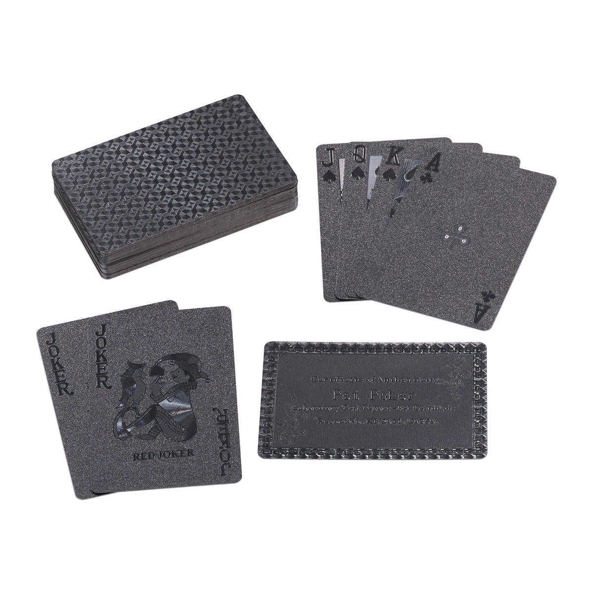 POKERKARTEN - Schwarz, Kunststoff/Metall (6/2cm) - Relaxdays