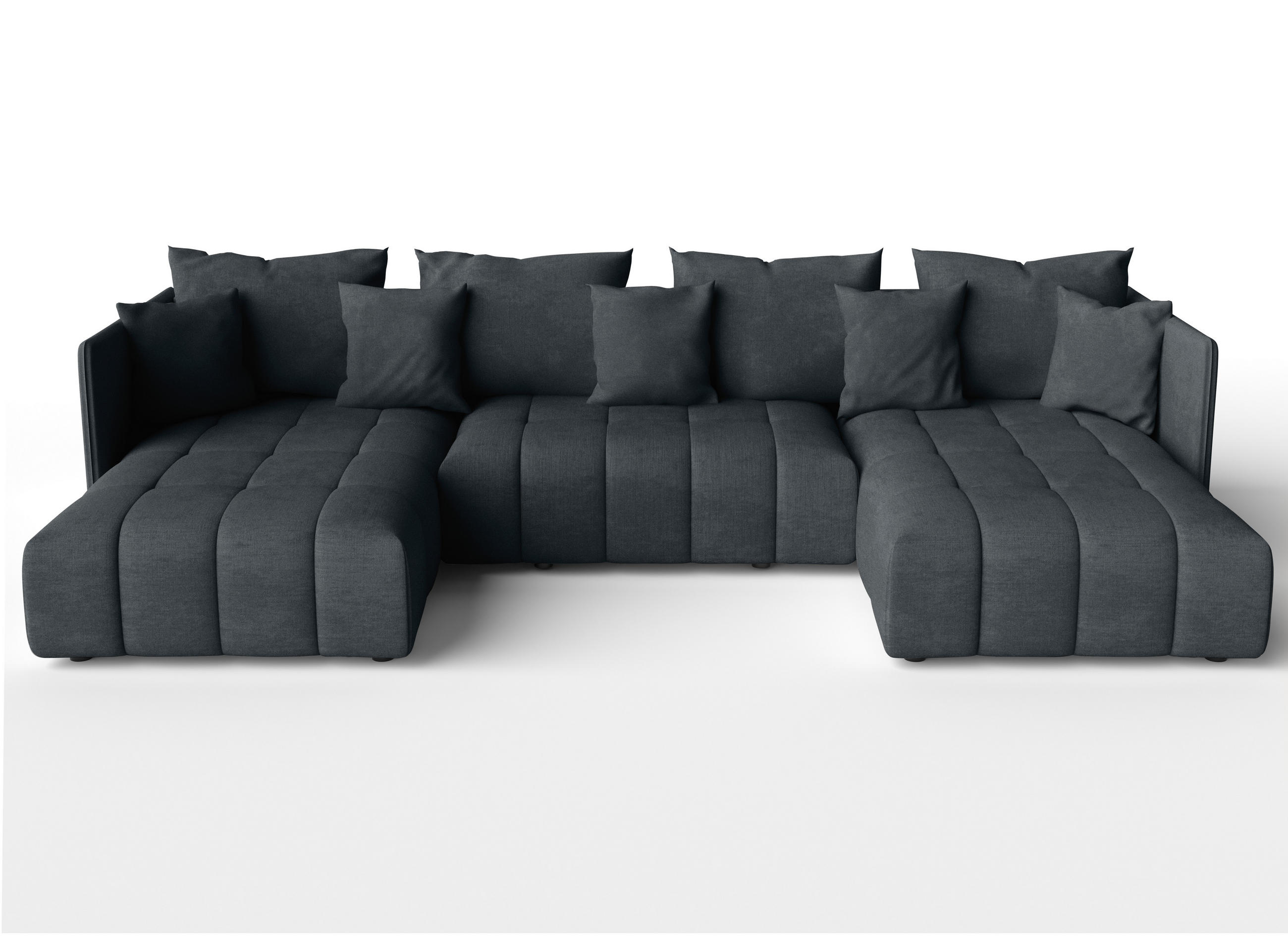 WOHNLANDSCHAFT Mersino Grau 353/180/83 cm – Wohnlandschaft fürs Wohnzimmer - Schwarz/Grau, Kunststoff/Textil (353/83/180cm) - AX Living