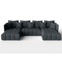 WOHNLANDSCHAFT Mersino Grau 353/180/83 cm – Wohnlandschaft fürs Wohnzimmer - Schwarz/Grau, Kunststoff/Textil (353/83/180cm) - AX Living