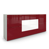 SIDEBOARD Rova Bordeaux Hochglanz / Weiß Hochglanz - Bordeaux, Holzwerkstoff (166/72/35cm) - Vladon