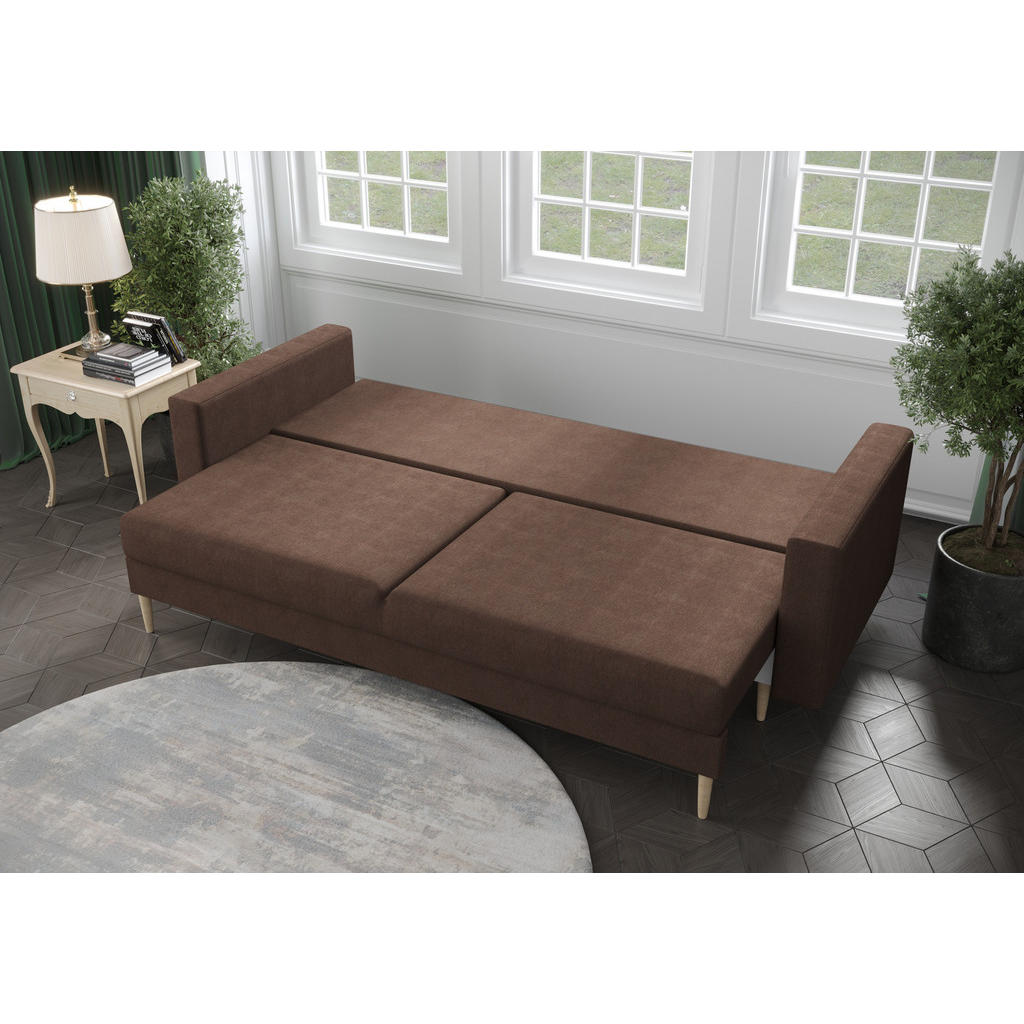 Thumbnail - Bedante Sofa, Dunkelbraun, Textil, 90x87x230 cm, Oeko-Tex® Standard 100, Wohnzimmer, Sofas & Couches, Schlafsofas
