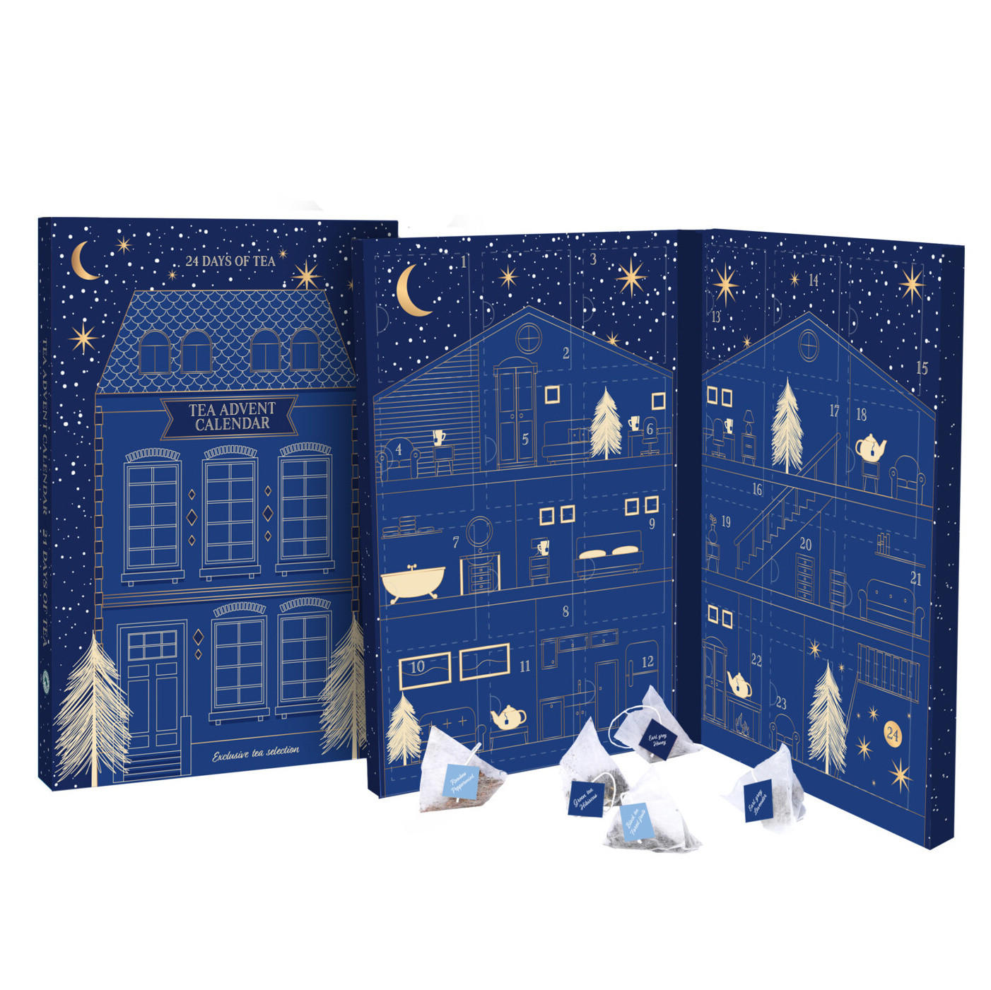 ADVENTSKALENDER Tee 6 Sorten - Blau, Papier (23.2/3/34.7cm) - Home Styling Collection