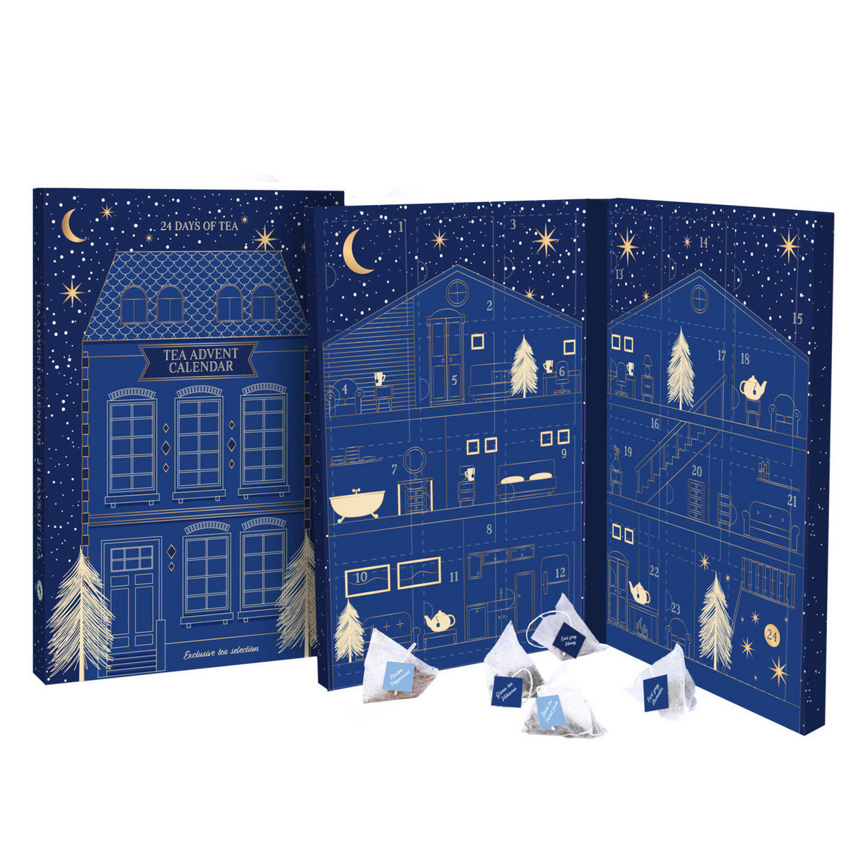 ADVENTSKALENDER Tee 6 Sorten - Blau, Papier (23.2/3/34.7cm) - Home Styling Collection