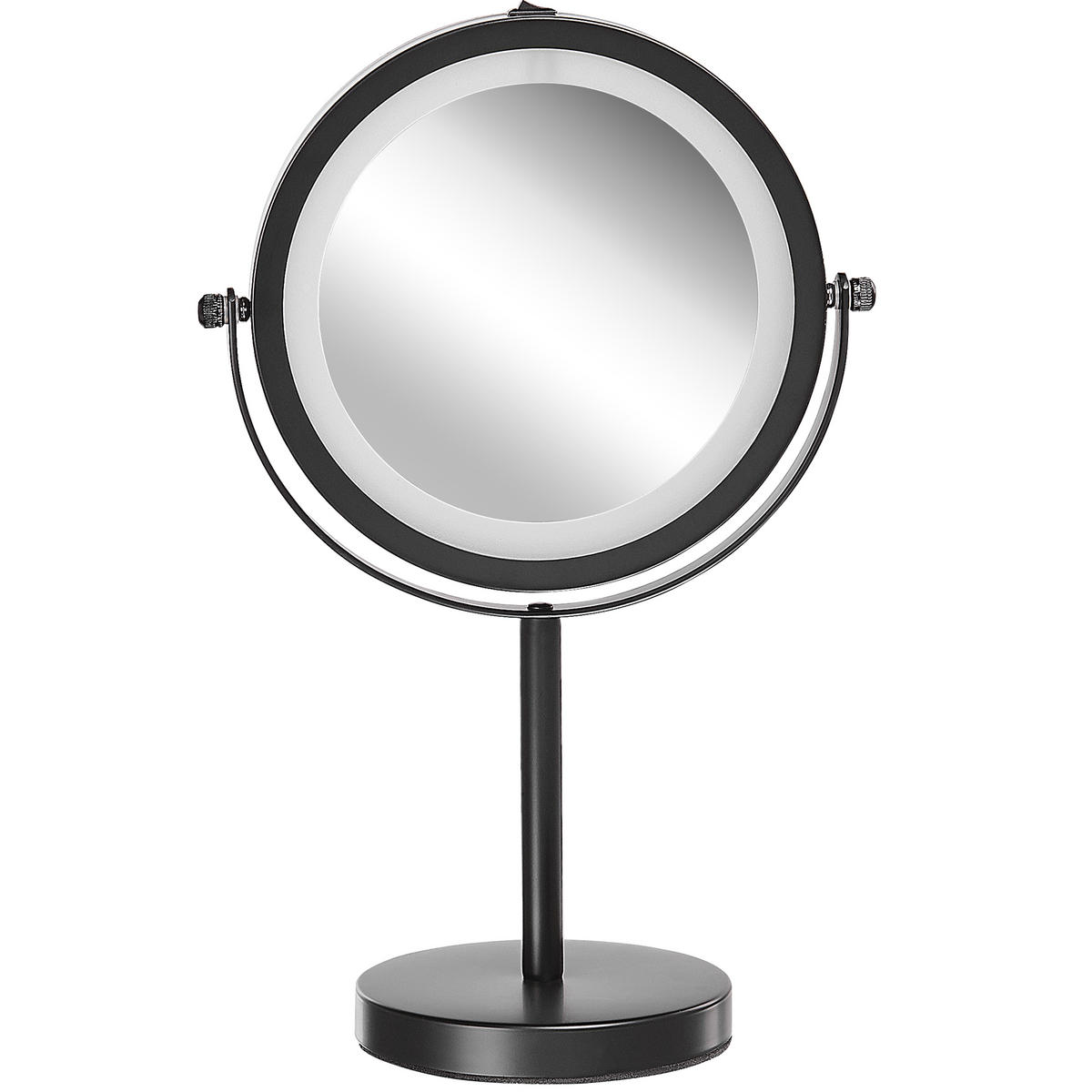 KOSMETIKSPIEGEL schwarz mit LED-Beleuchtung 17 cm Tuchan - Schwarz, Metall (17/33/12cm) - Beliani