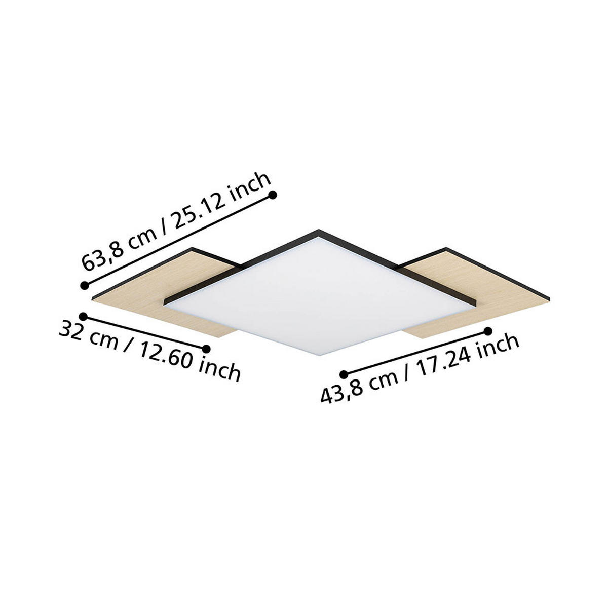 LED DECKENLEUCHTE Holzoptik Schwarz - Schwarz, Metall (43.5/43.5/7cm)
