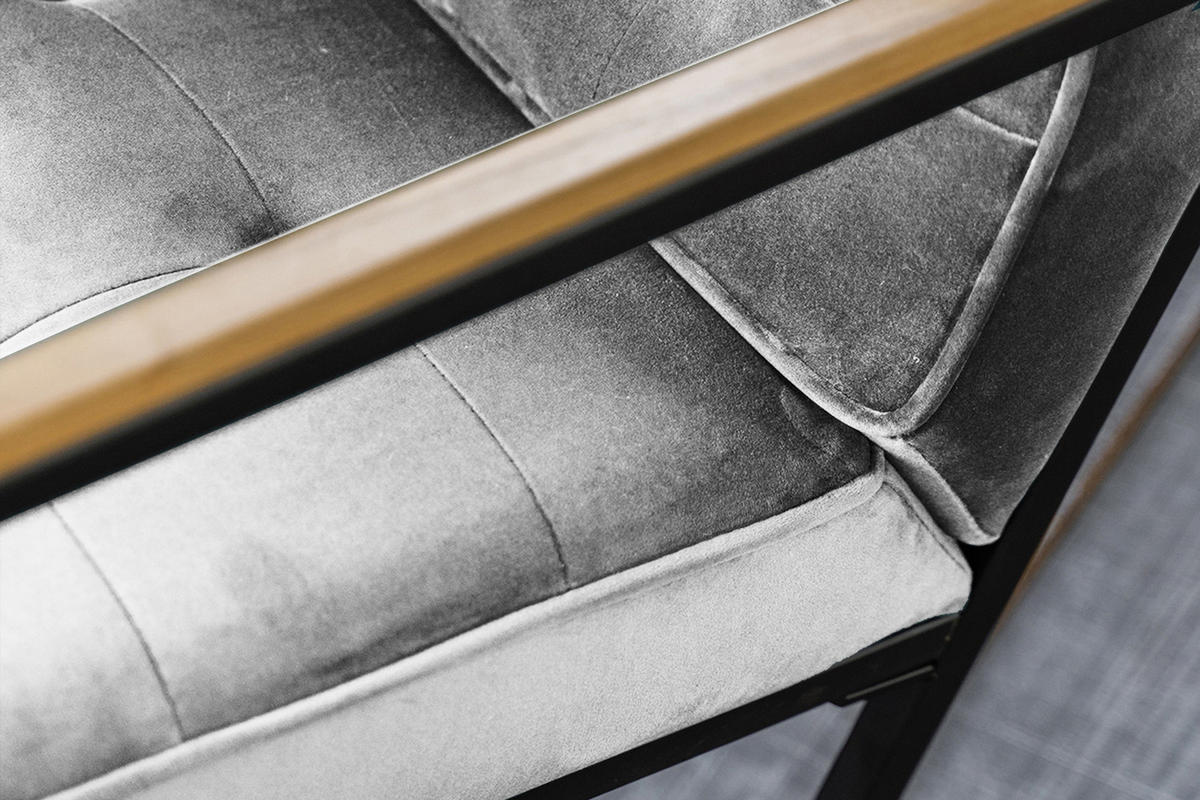 POLSTERBANK ARLY Grau Velvet - Grau, Textil (173/80/77cm) - KAWOLA