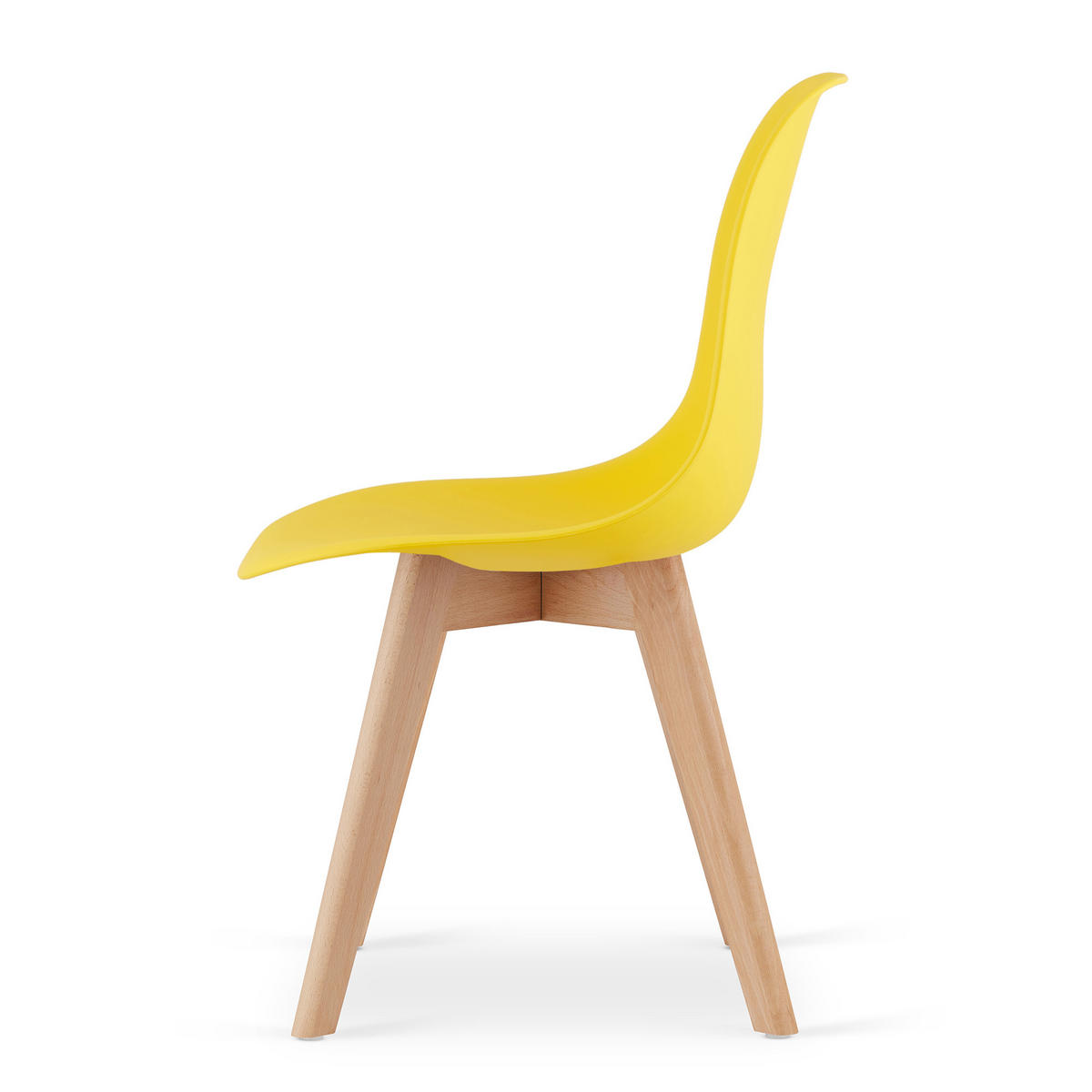 ESSZIMMERSTUHL 4-er Set KITO gelber Sitz, natürliche Beine - Gelb/Naturfarben, Kunststoff (46/80/54.5cm) - Valora