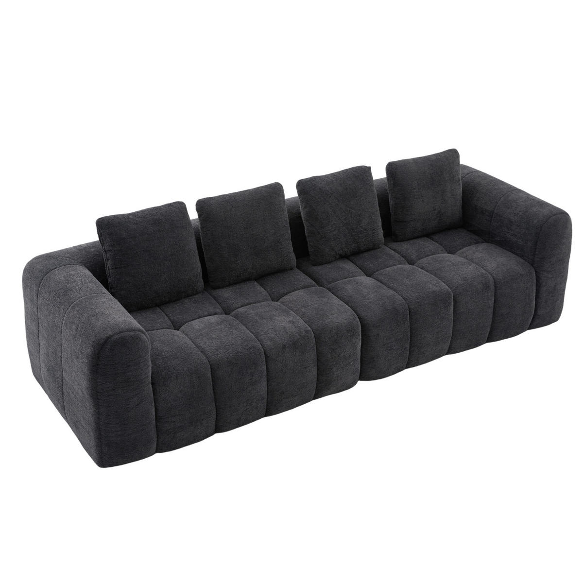 ECKSOFA 260/94,5/80 cm modular, montagefrei mit Samtbezug und tiefem Sitz, Dunkelgrau - Dunkelgrau, Textil (260/95.5cm) - Redom