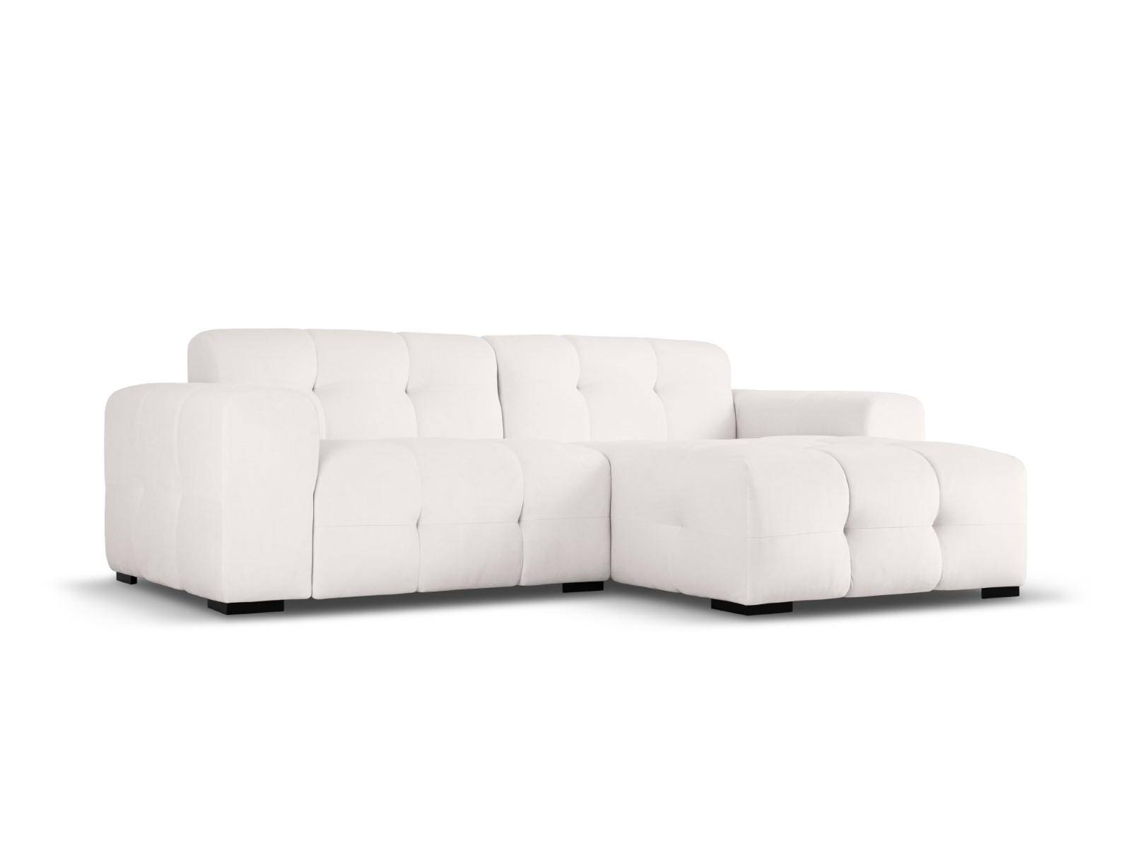 ECKSOFA rechts Kendal aus Samt hellgrau 4 Sitzplätze - Hellgrau, Textil (173/256cm) - Micadoni