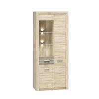 VITRINE Castel Sonoma Eiche hell / Sonoma Eiche Trüffel - Multicolor/Braun, Holz/Holzwerkstoff (85/201/43cm) - Feldmann-Wohnen